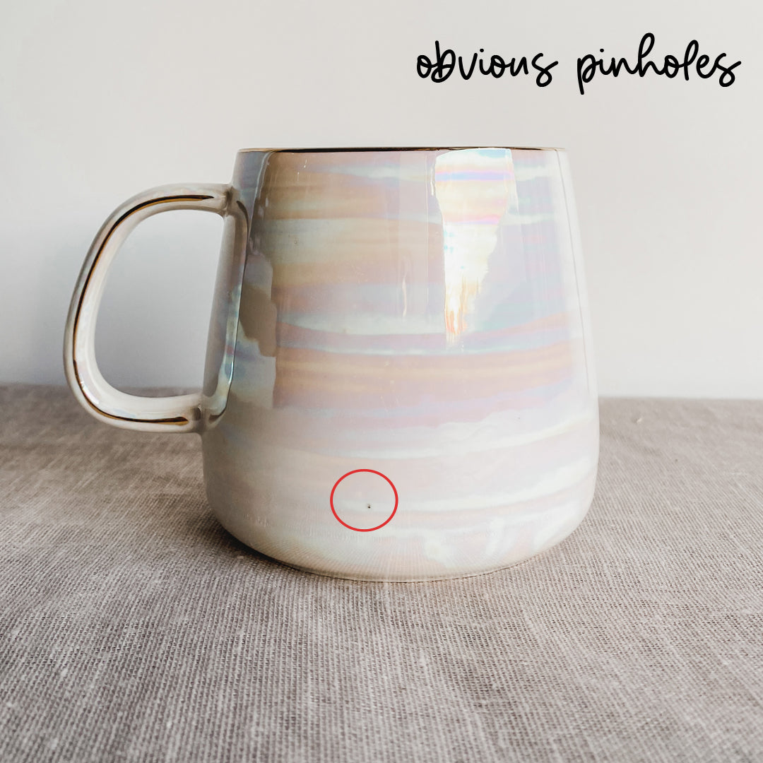 [CLEARANCE] *GRADE B* Iridescent Rainbow Mug with Lid in White