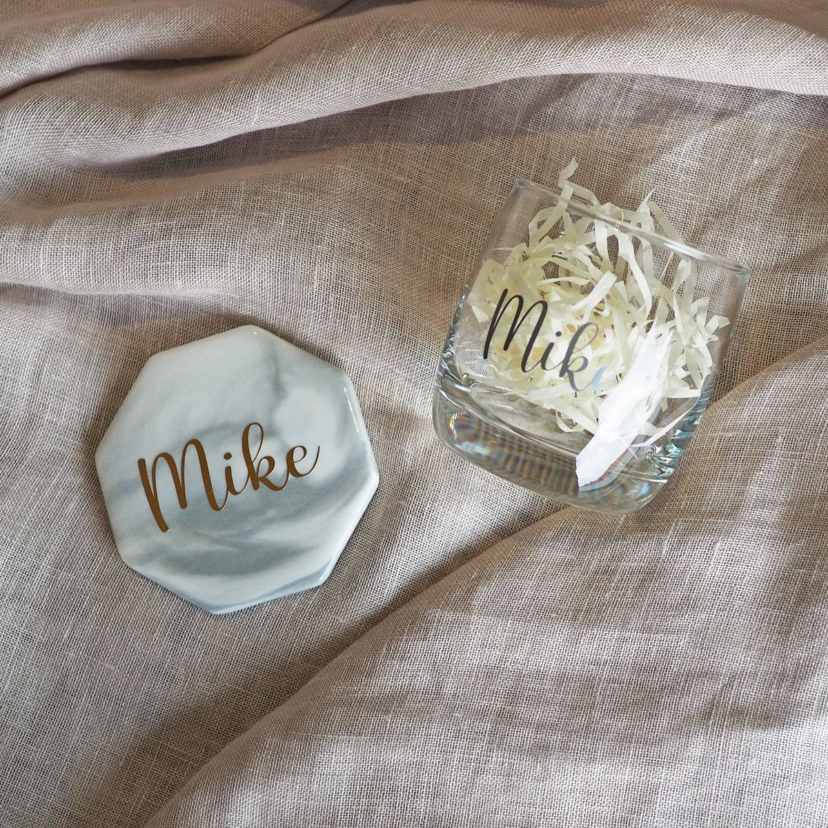 Whiskey Glass &amp; Marble Coaster Gift Set | A Dolce Surprise