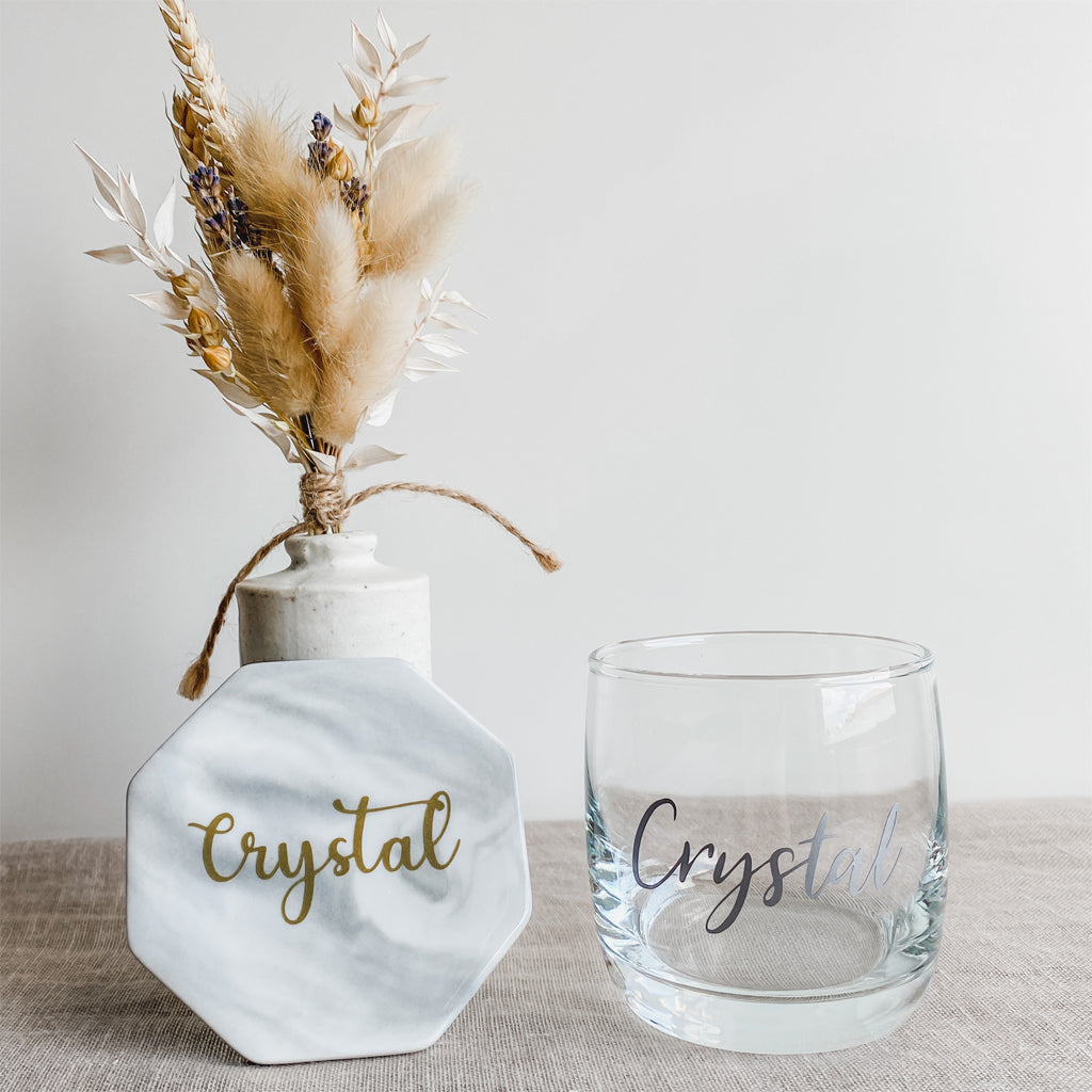 Whiskey Glass &amp; Marble Coaster Gift Set | A Dolce Surprise